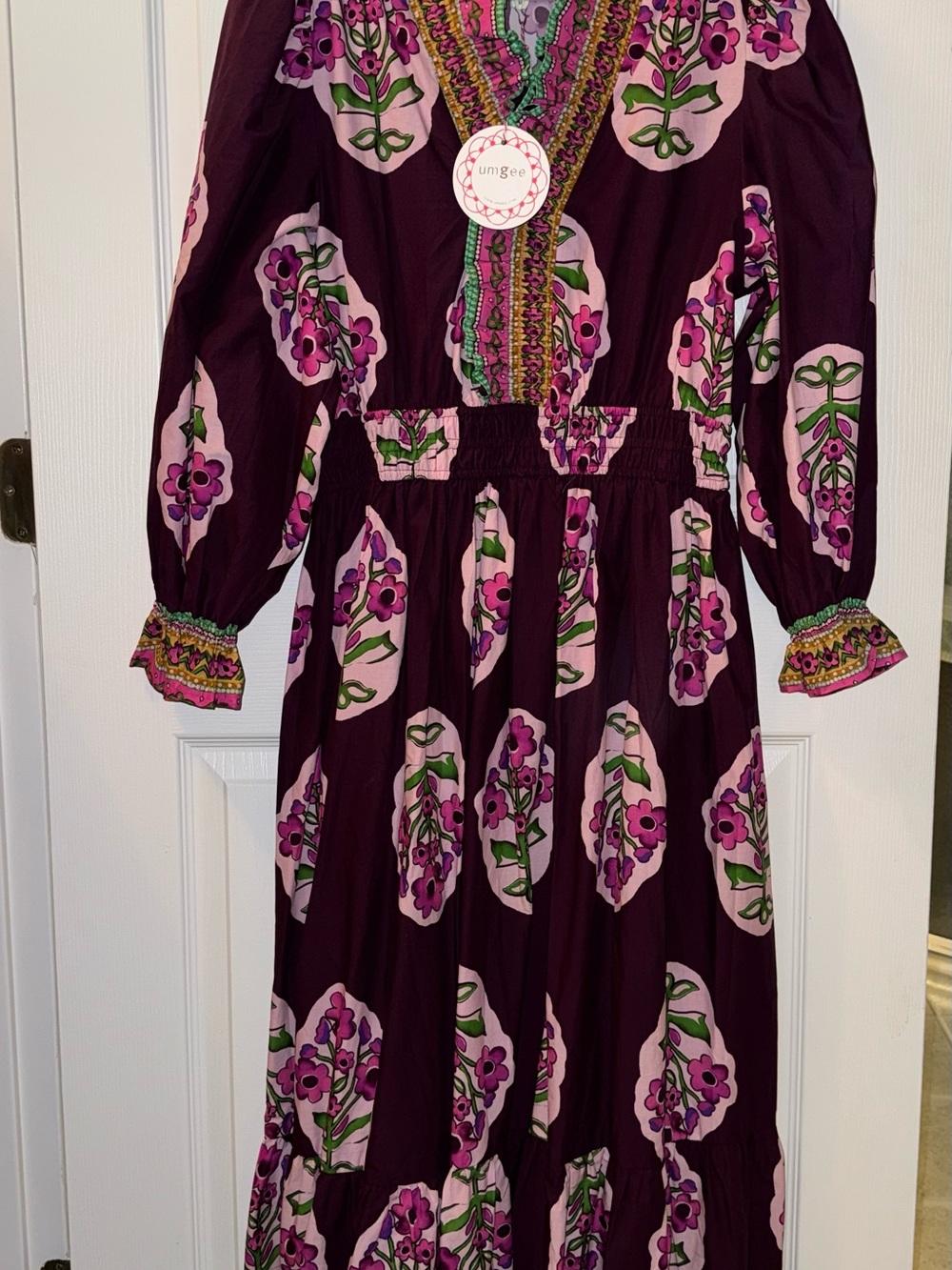 Umgee Floral Maxi Dress - cranberry & Pink